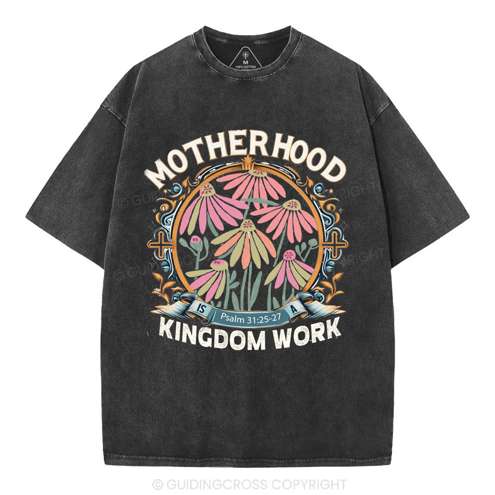 Motherhood Flower Christian Washed T-Shirt