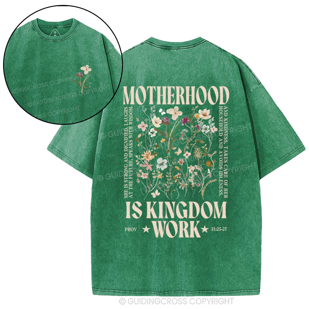 Motherhood Is Kingdom Christian Washed T-Shirt