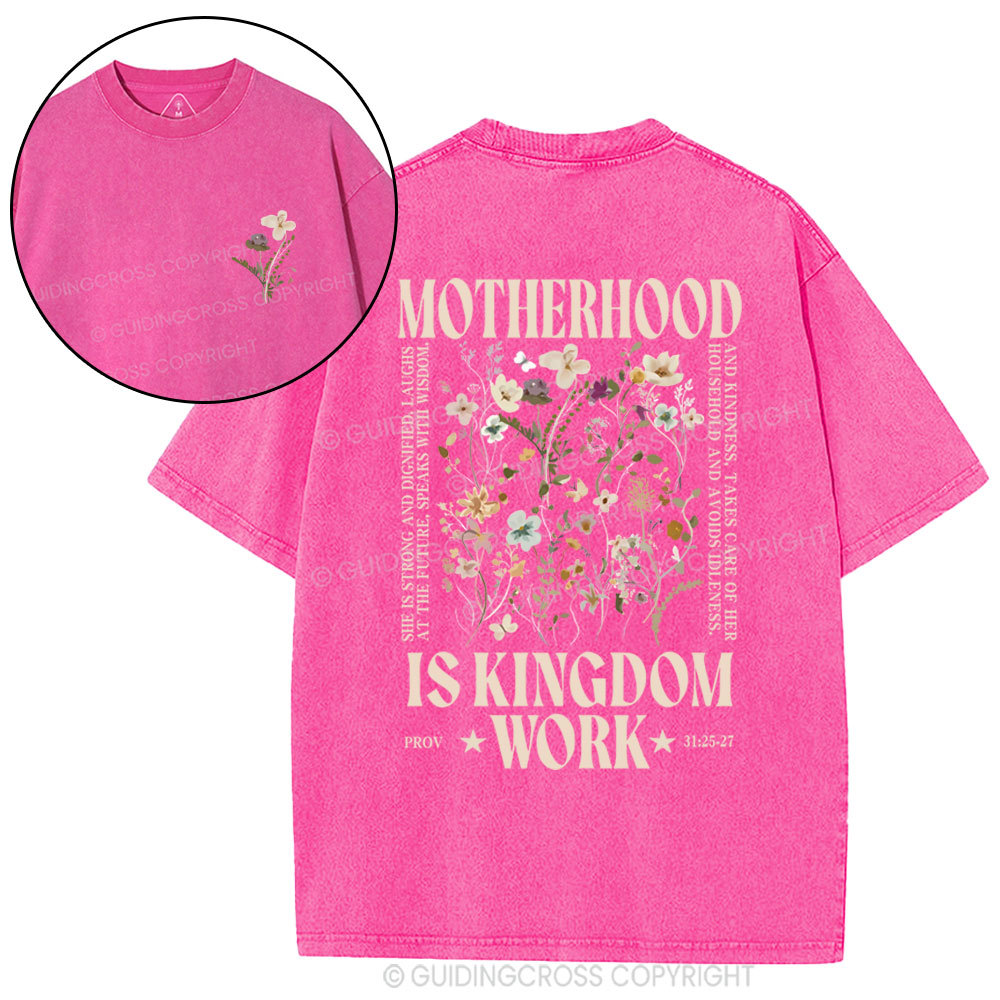 Motherhood Is Kingdom Christian Washed T-Shirt Sale - GuidingCross