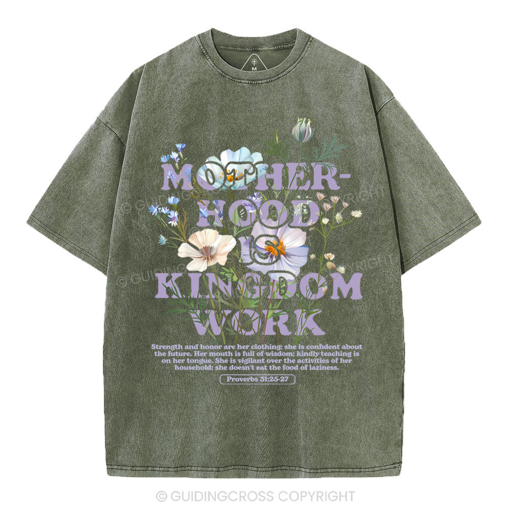 Motherhood Is Kingdom Christian Washed T-Shirt