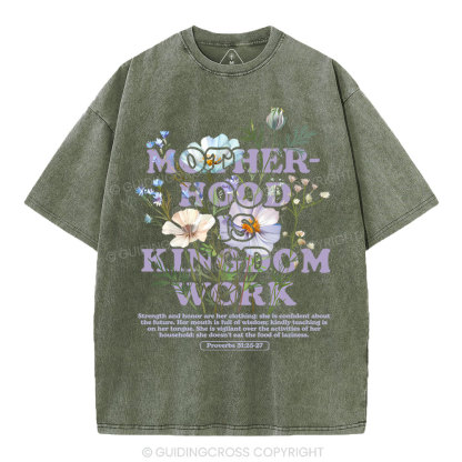 Motherhood Is Kingdom Christian Washed T-Shirt