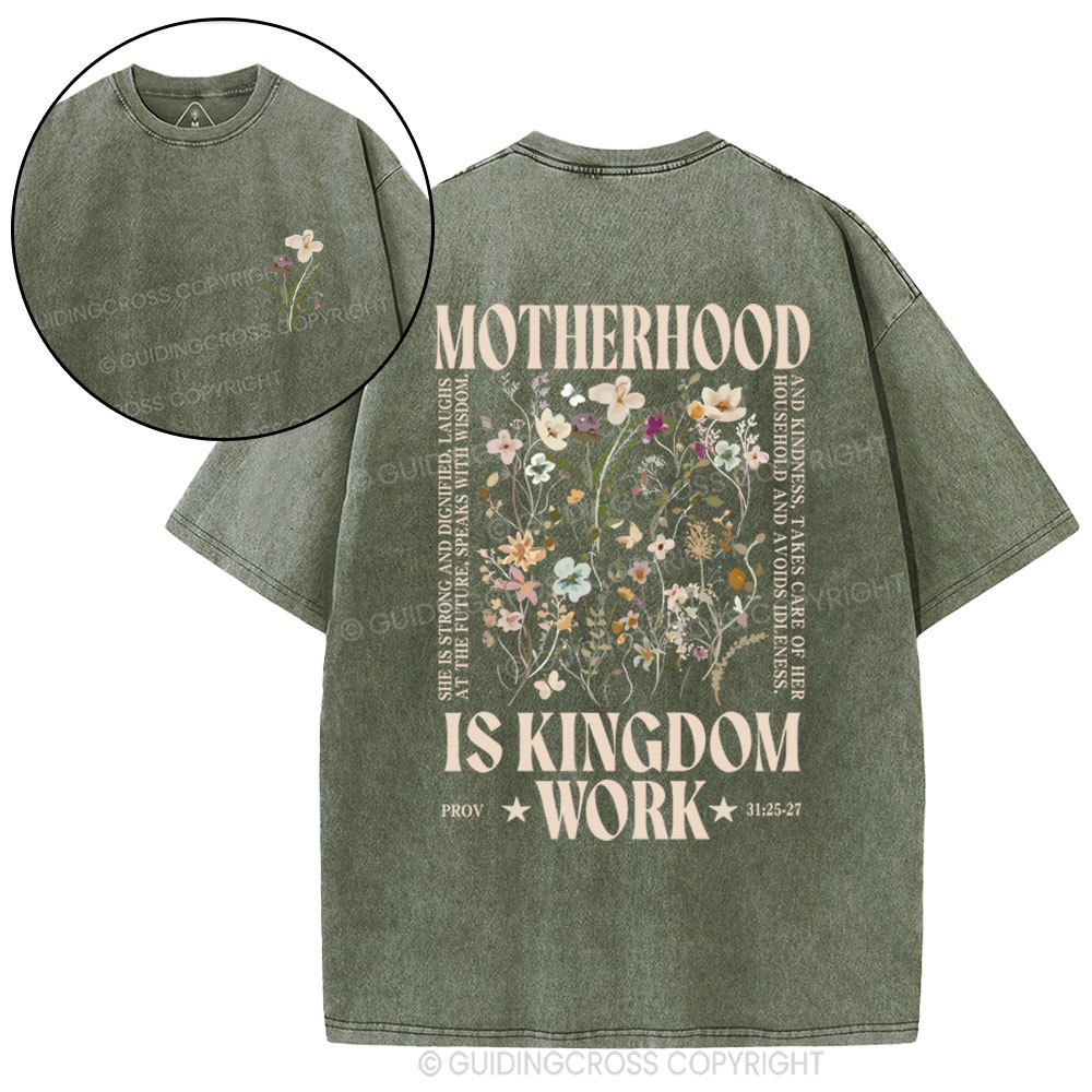 Motherhood Is Kingdom Christian Washed T-Shirt