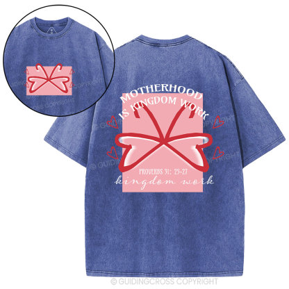 Motherhood Is Kingdom Work Butterfly Christian Washed T-Shirt