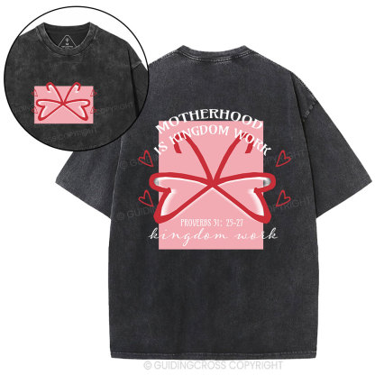 Motherhood Is Kingdom Work Butterfly Christian Washed T-Shirt