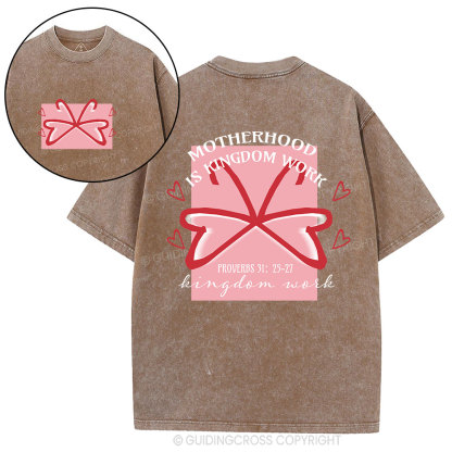 Motherhood Is Kingdom Work Butterfly Christian Washed T-Shirt