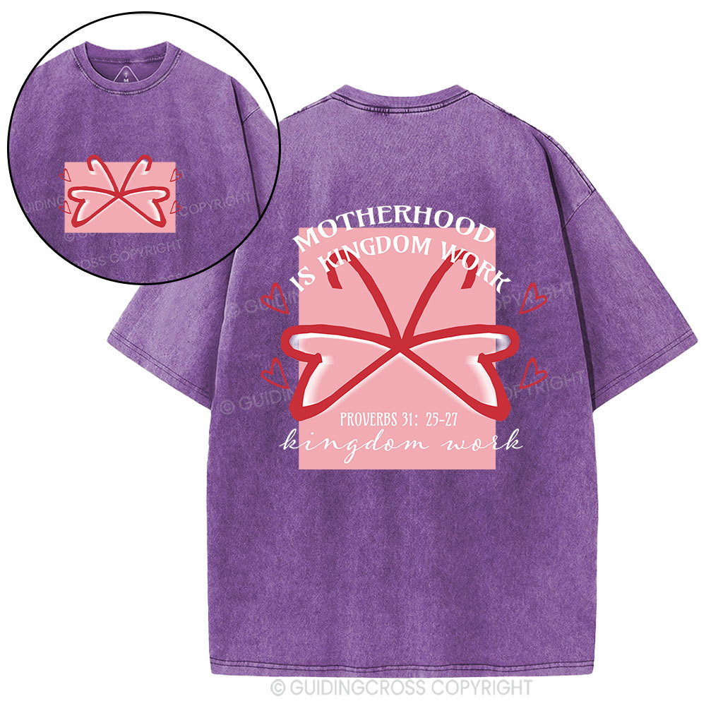 Motherhood Is Kingdom Work Butterfly Christian Washed T-Shirt