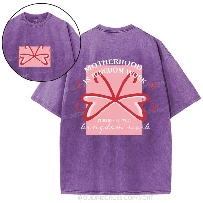 Motherhood Is Kingdom Work Butterfly Christian Washed T-Shirt