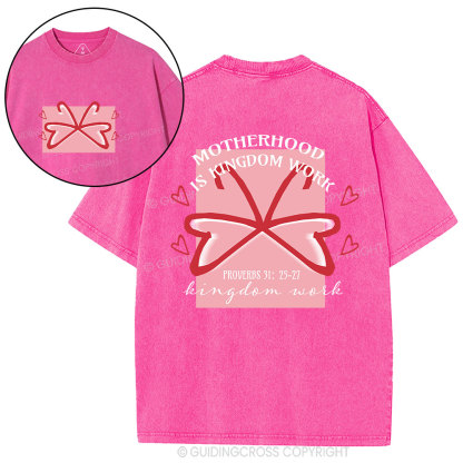 Motherhood Is Kingdom Work Butterfly Christian Washed T-Shirt