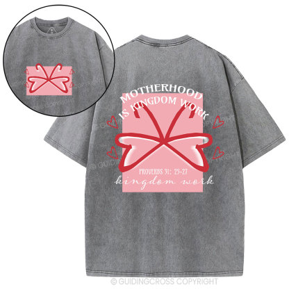 Motherhood Is Kingdom Work Butterfly Christian Washed T-Shirt