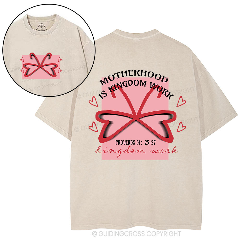 Motherhood Is Kingdom Work Butterfly Christian Washed T-Shirt