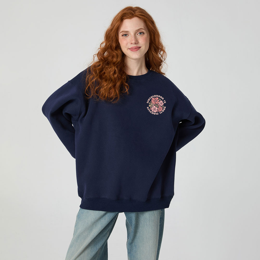 Motherhood Is Kingdom Work Christian Fleece Sweatshirt 