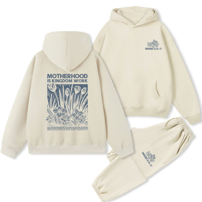 Motherhood Is Kingdom Work Christian Premium Fleece Hoodie Set