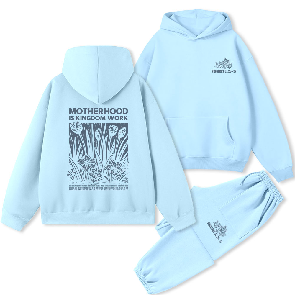 Motherhood Is Kingdom Work Christian Premium Fleece Hoodie Set
