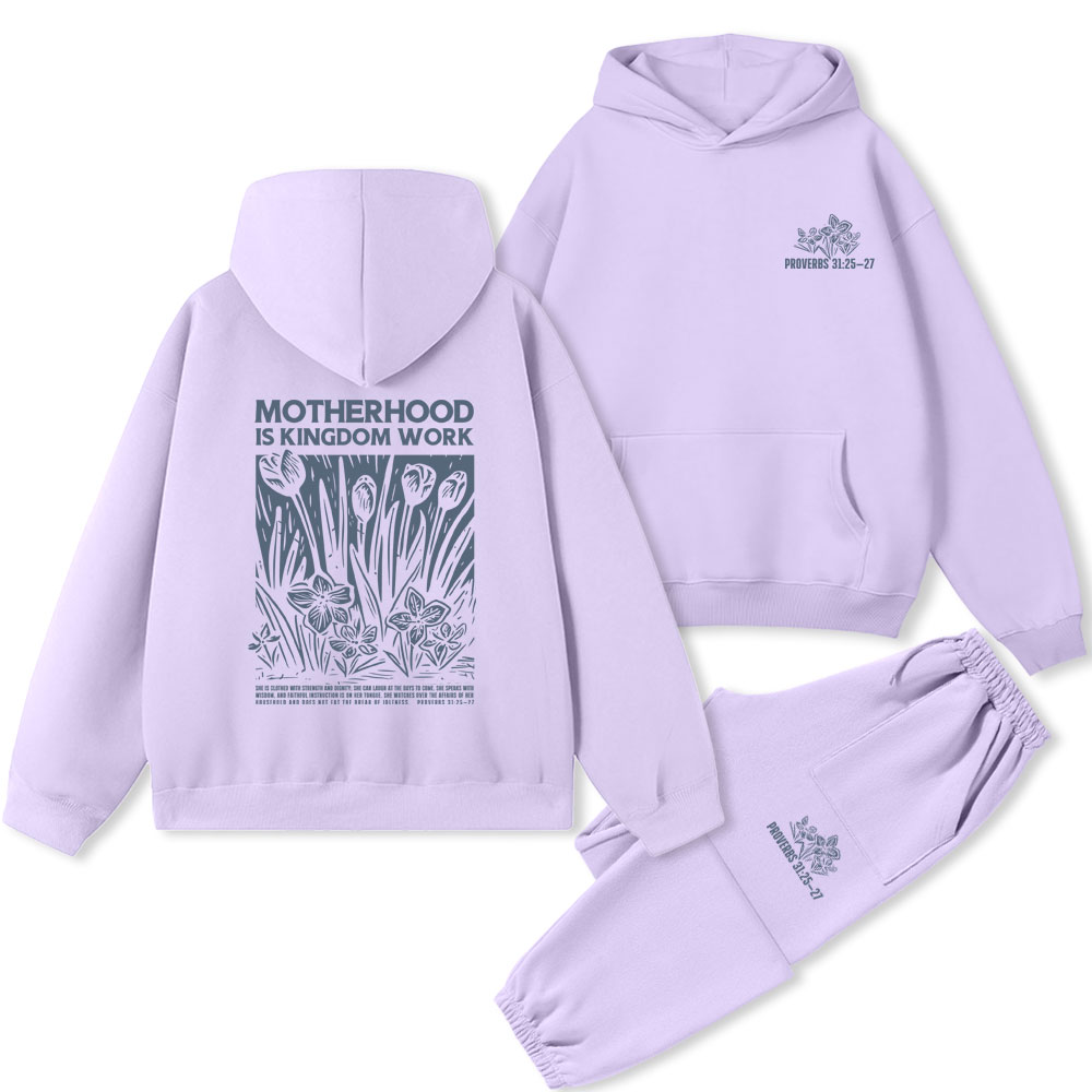 Motherhood Is Kingdom Work Christian Premium Fleece Hoodie Set