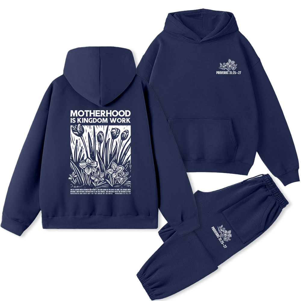 Motherhood Is Kingdom Work Christian Premium Fleece Hoodie Set