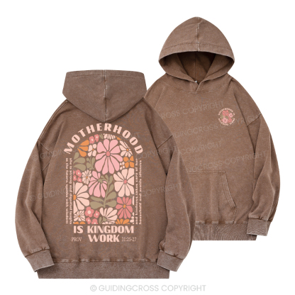 Motherhood Is Kingdom Work Christian Washed Hoodie