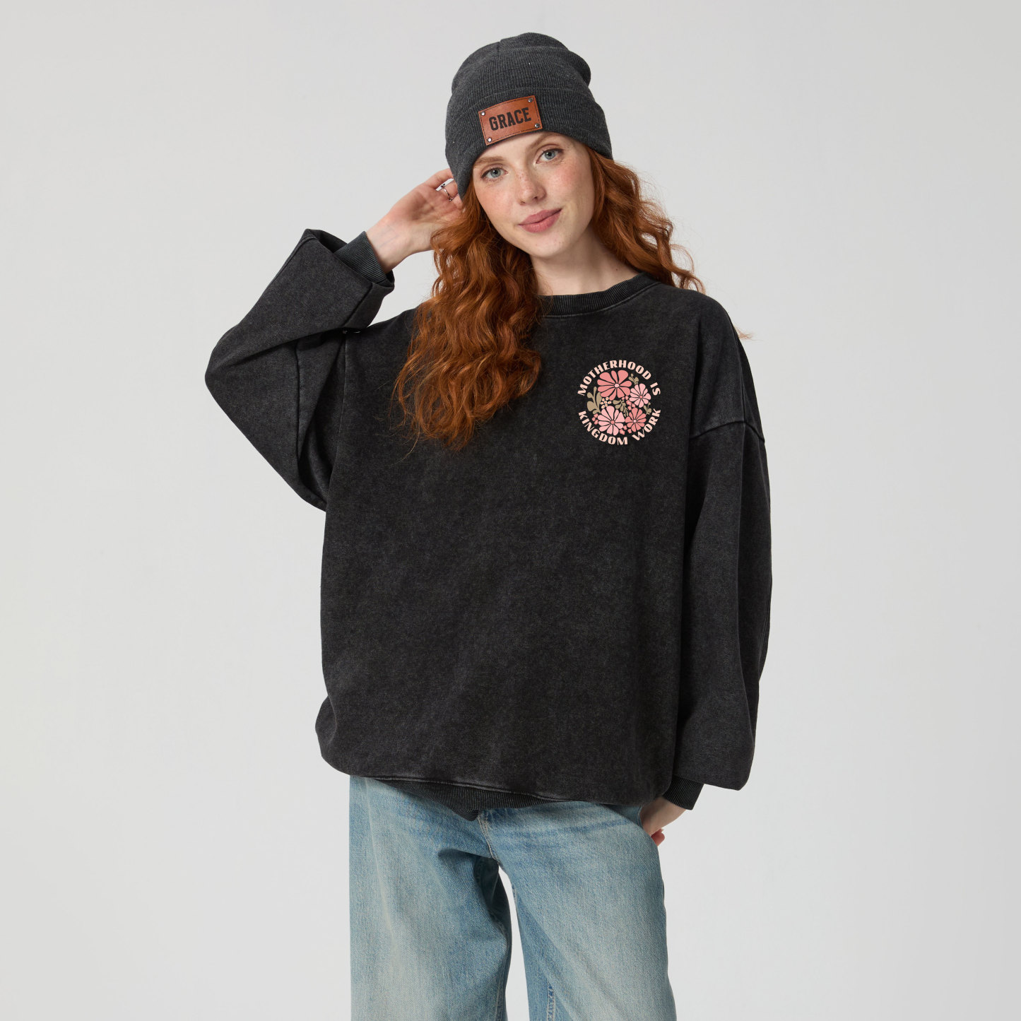 Motherhood Is Kingdom Work Christian Washed Sweatshirt