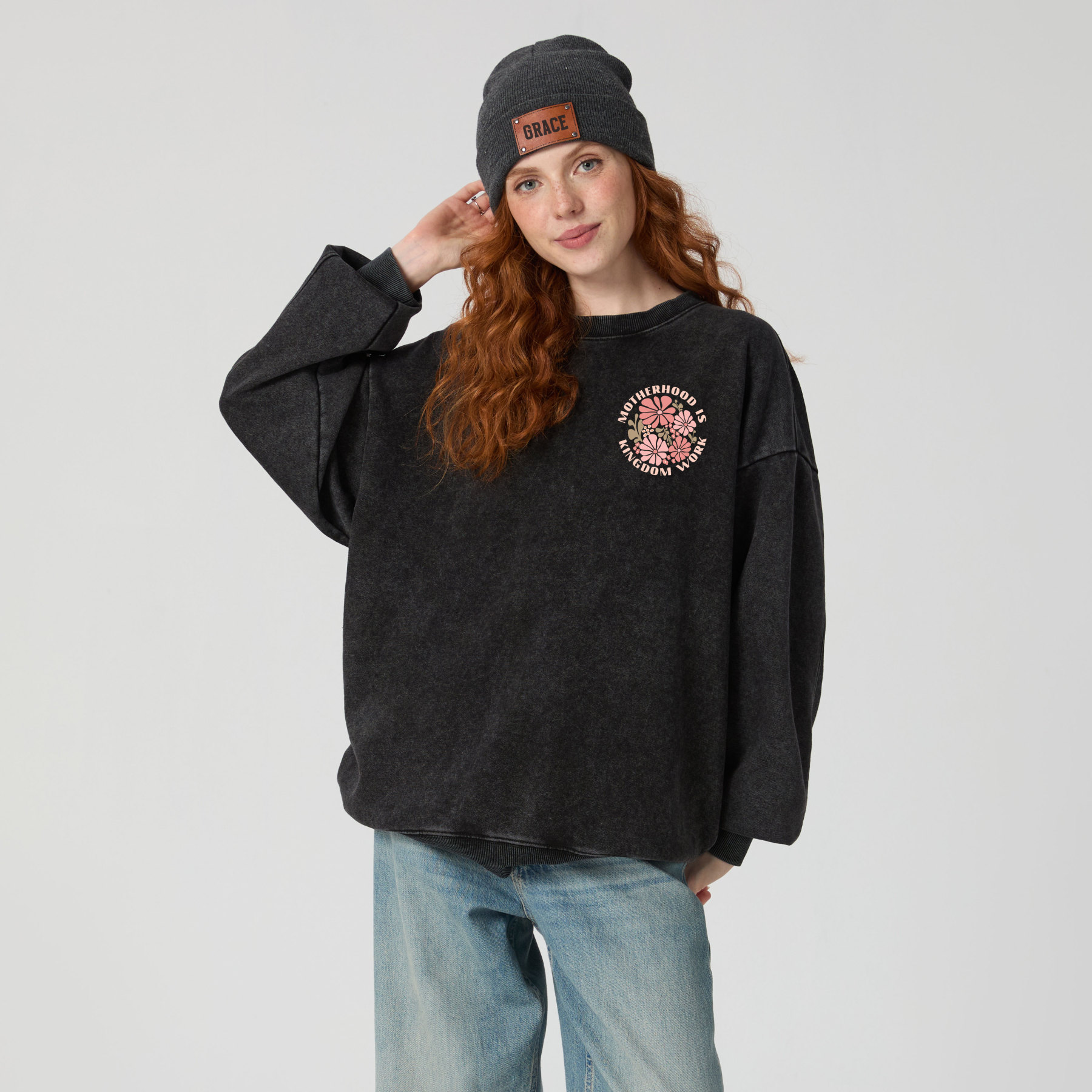 Motherhood Is Kingdom Work Christian Washed Sweatshirt