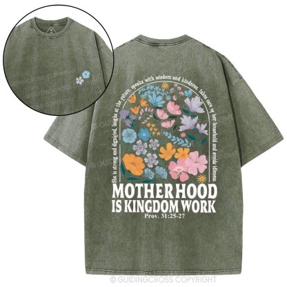 Motherhood Is Kingdom Work New Christian Washed T-Shirt