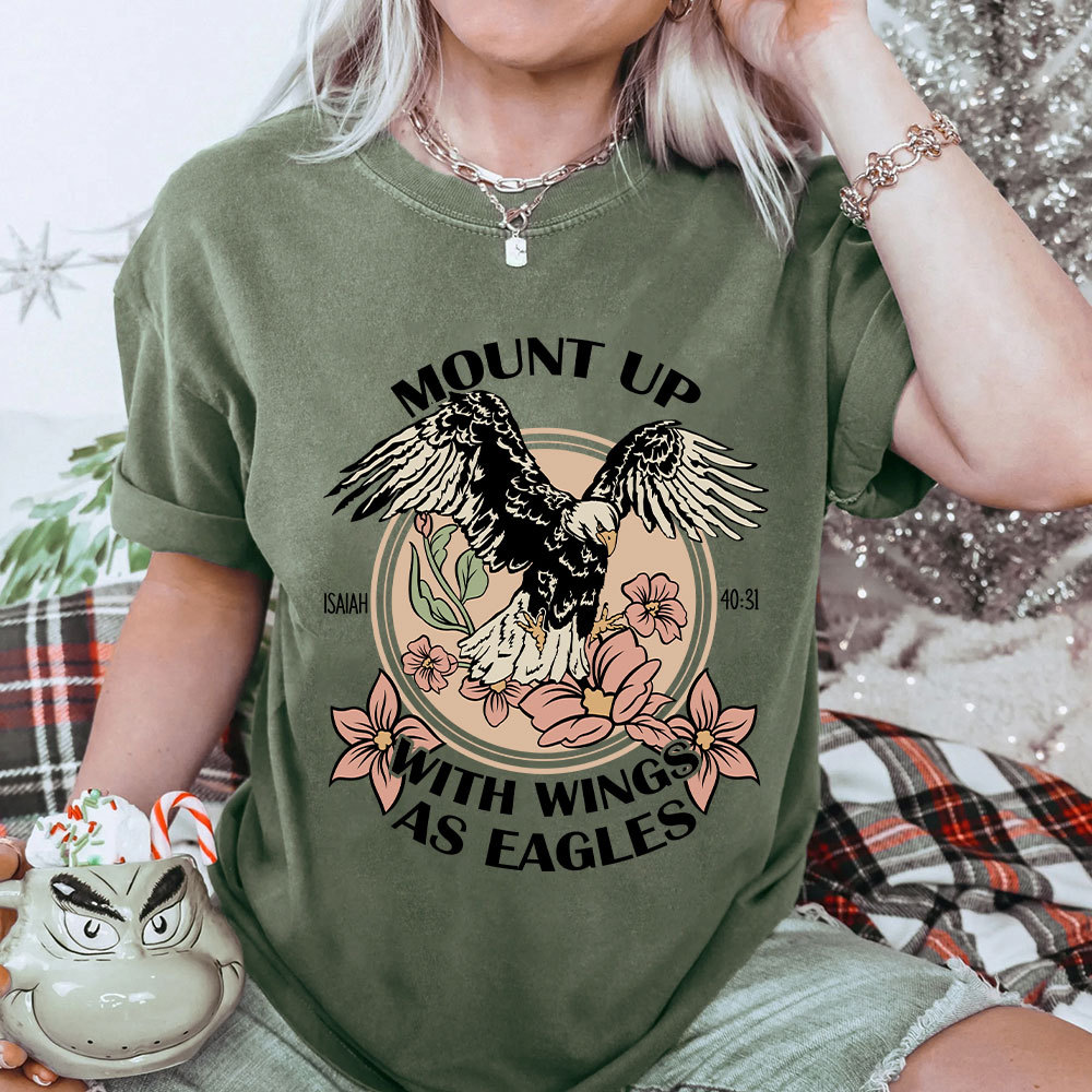 Mount Up With Wings As Eagles Christian Washed T-Shirt