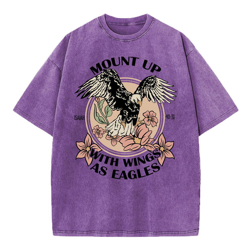 Mount Up With Wings As Eagles Christian Washed T-Shirt