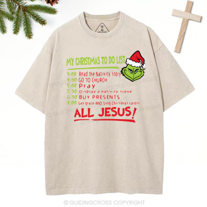 My Christmas To Do List Christian Washed T-Shirt