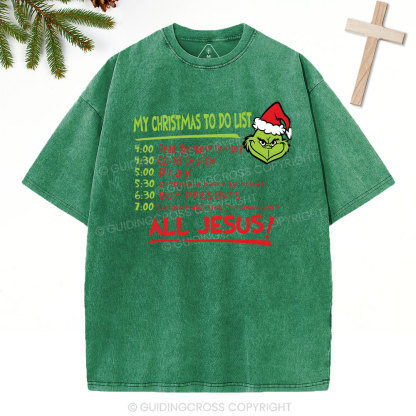 My Christmas To Do List Christian Washed T-Shirt