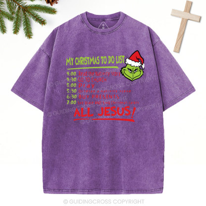 My Christmas To Do List Christian Washed T-Shirt
