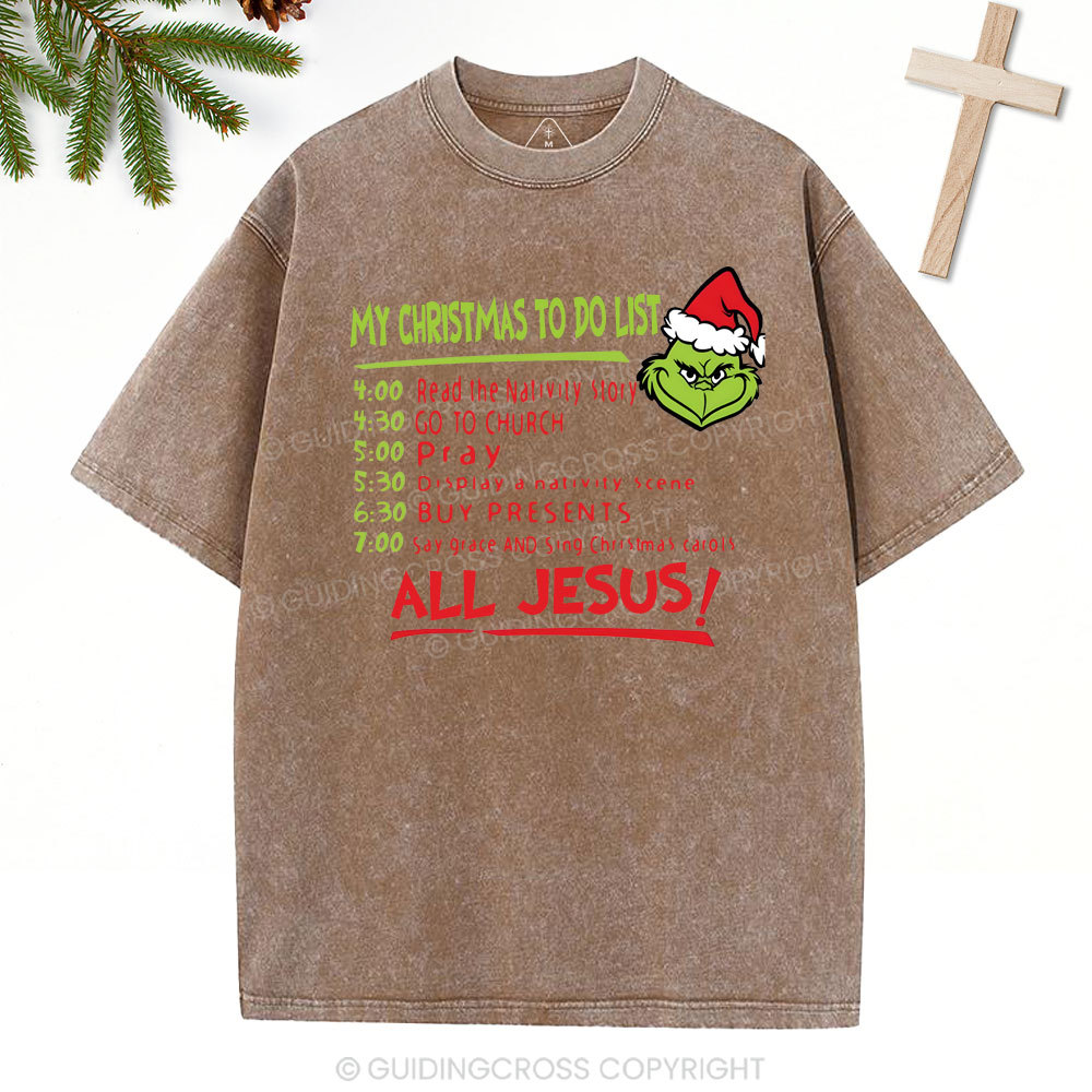 My Christmas To Do List Christian Washed T-Shirt