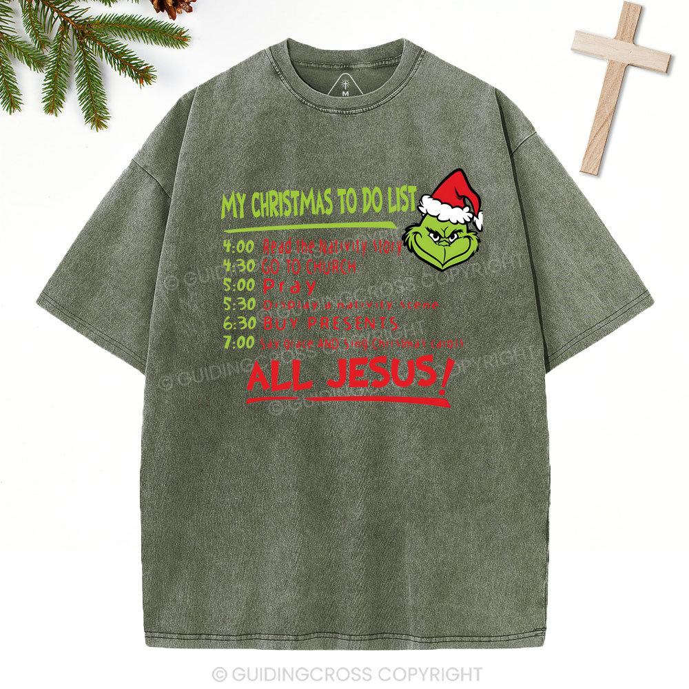My Christmas To Do List Christian Washed T-Shirt