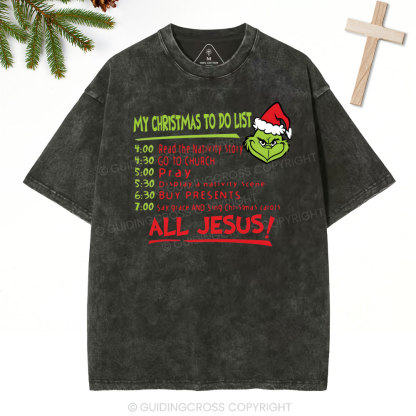 My Christmas To Do List Christian Washed T-Shirt