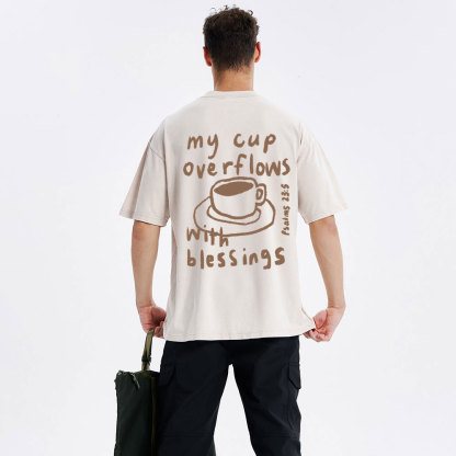 My Cup Overflowes With Blessings Christian Washed T-Shirt
