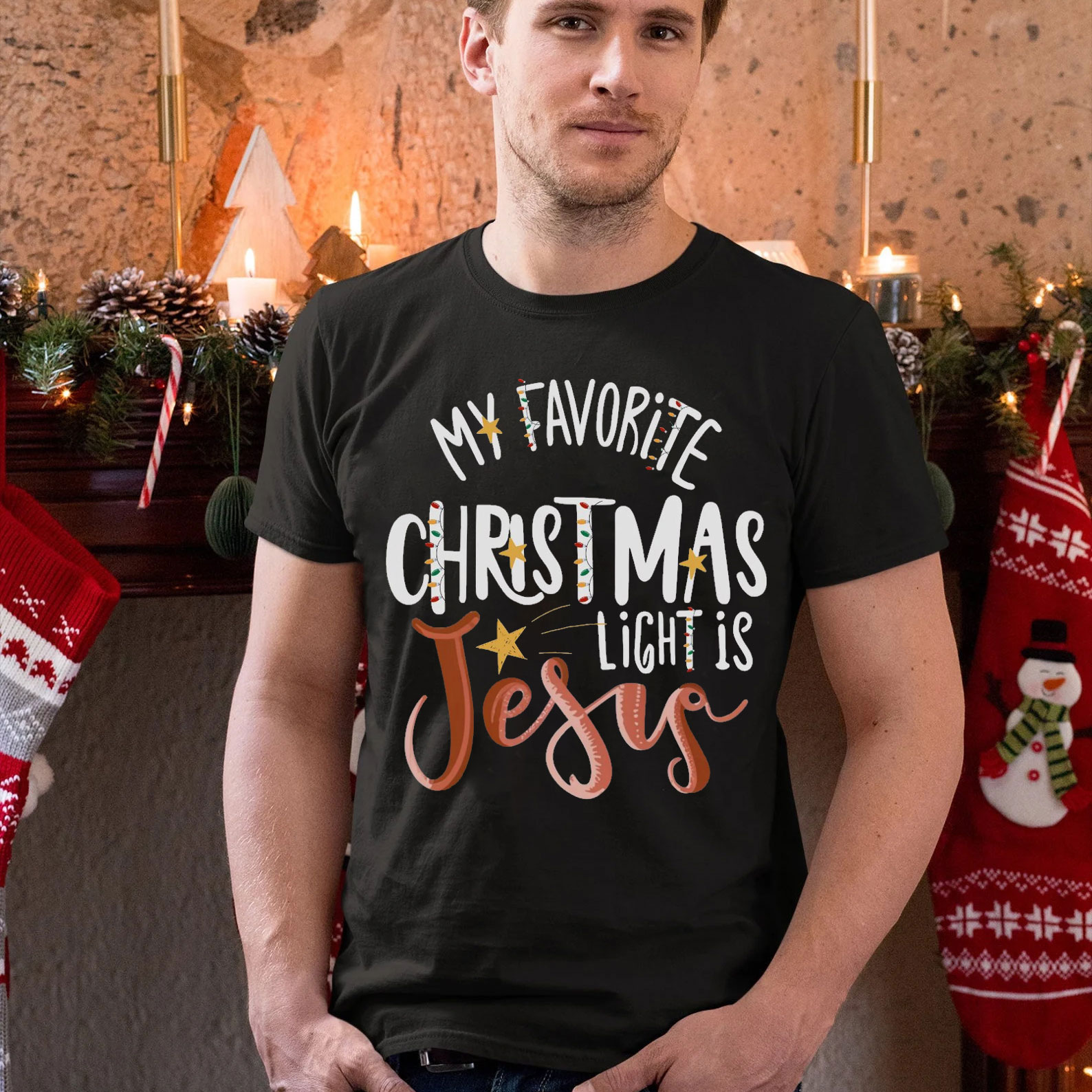 My Favorite Christmas Light Is Jesus Christian T-Shirt