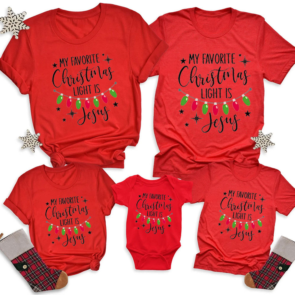 My Favortite Christmas Light Is Jesus Family Matching Shirts