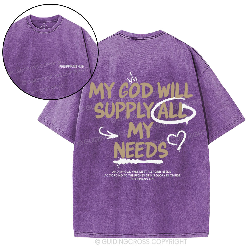 My God Will Supply All My Needs Christian Washed T-Shirt