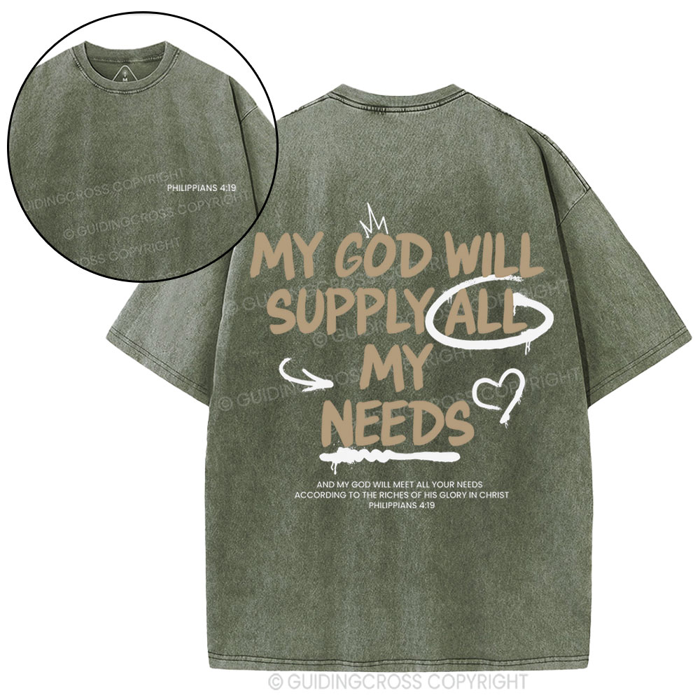 My God Will Supply All My Needs Christian Washed T-Shirt