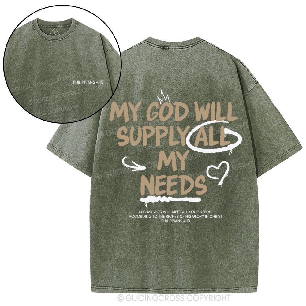 My God Will Supply All My Needs Christian Washed T-Shirt
