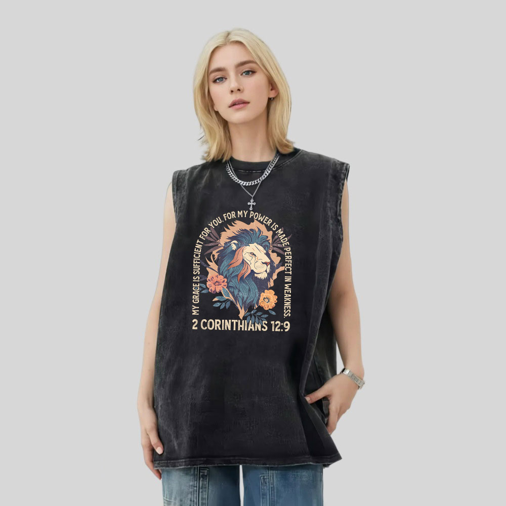 My Grace Is Sufficient For You Christian Washed Sleeveless Tee