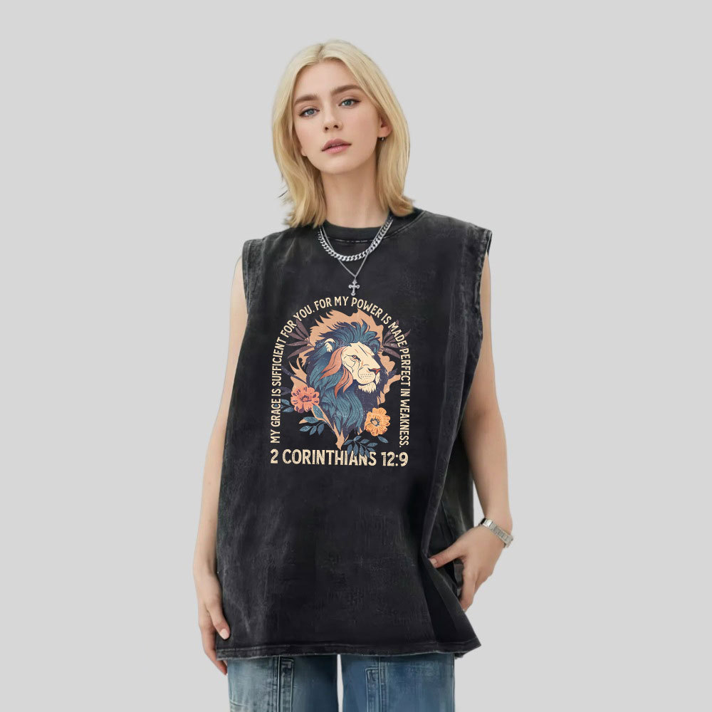 My Grace Is Sufficient For You Christian Washed Sleeveless Tee