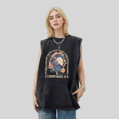 My Grace Is Sufficient For You Christian Washed Sleeveless Tee