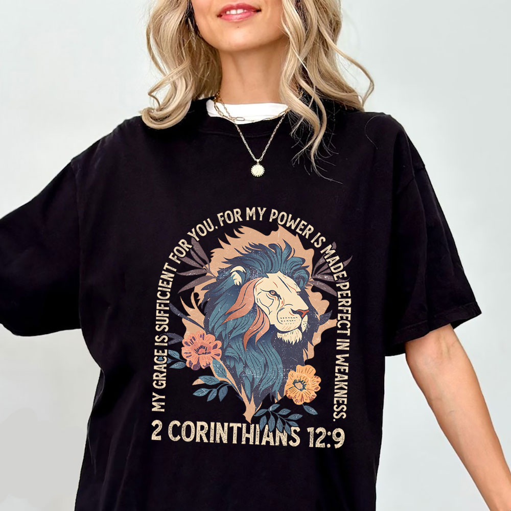 My Grace Is Sufficient For You Lion Christian T-Shirt