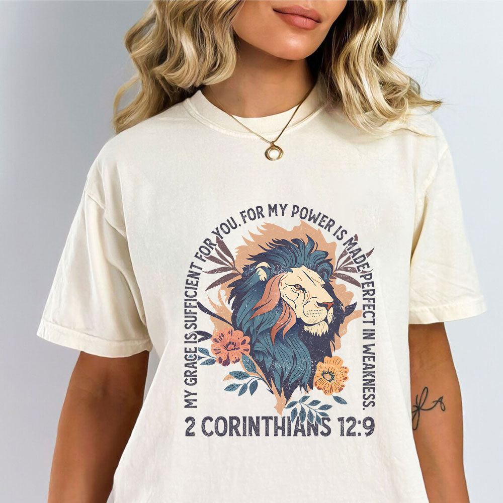 My Grace Is Sufficient For You Lion Christian T-Shirt