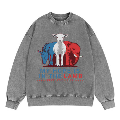 My Hope Is In The Lamb Christian Washed Sweaatshirt