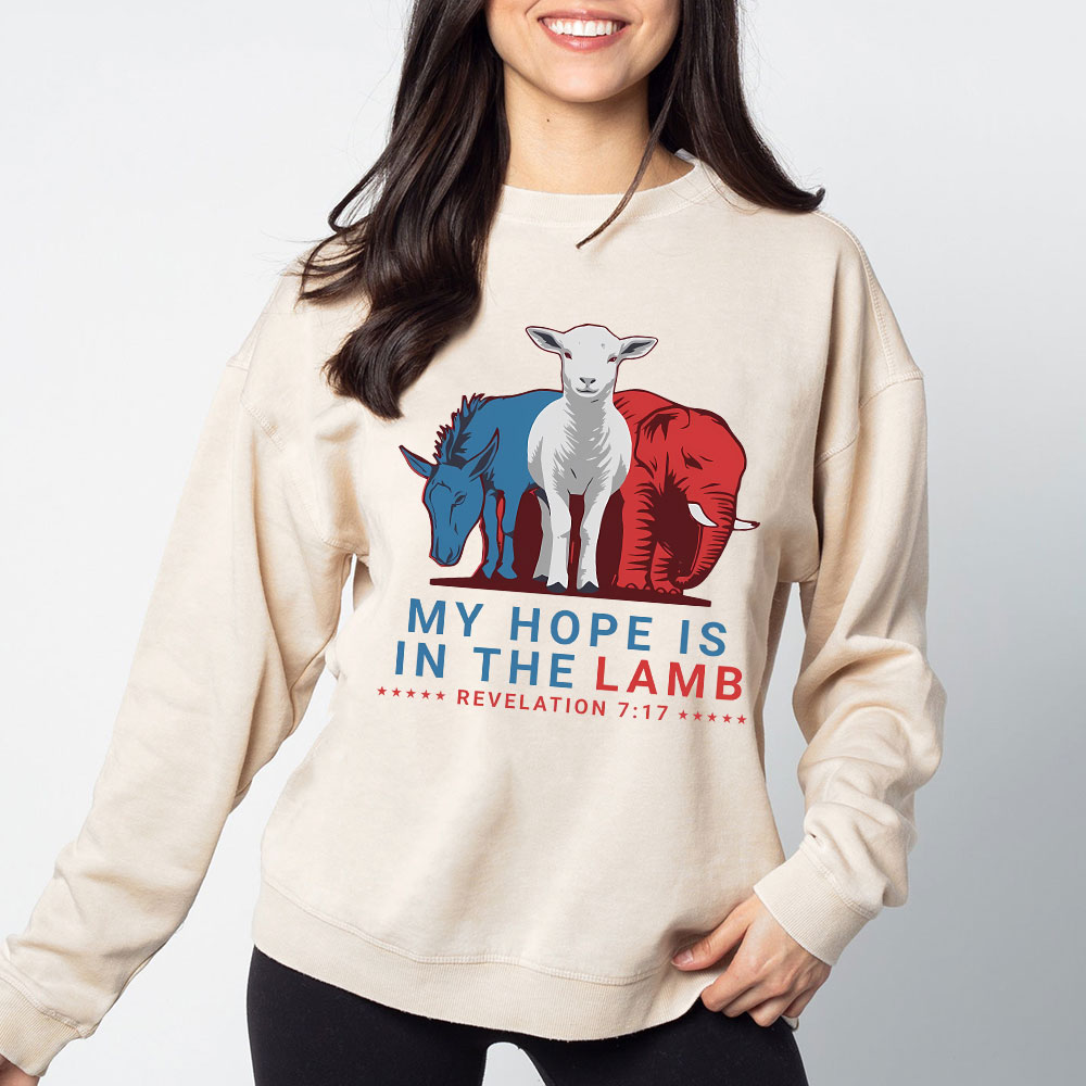 My Hope Is In The Lamb Christian Washed Sweaatshirt