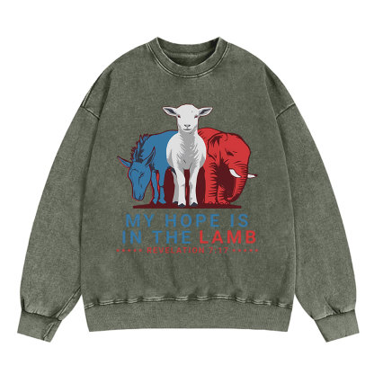 My Hope Is In The Lamb Christian Washed Sweaatshirt