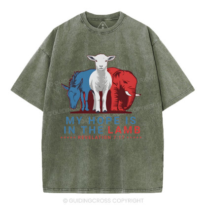 My Hope Is In The Lamb Christian Washed T-Shirt