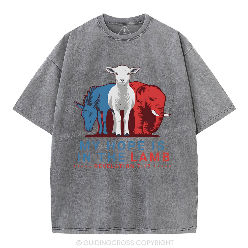 My Hope Is In The Lamb Christian Washed T-Shirt