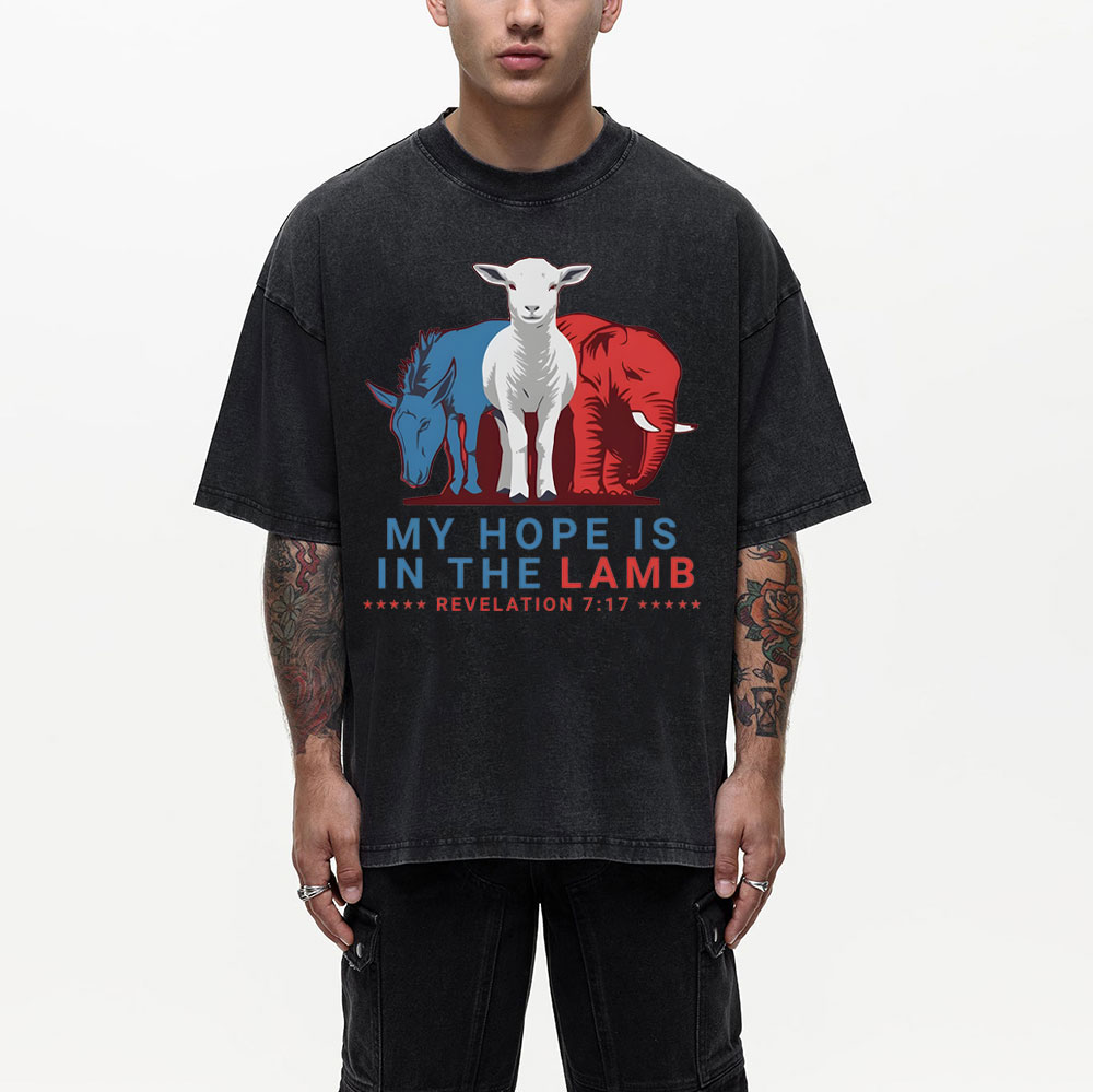 My Hope Is In The Lamb Christian Washed T-Shirt