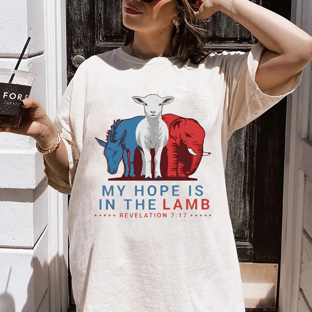 My Hope Is In The Lamb Christian Washed T-Shirt
