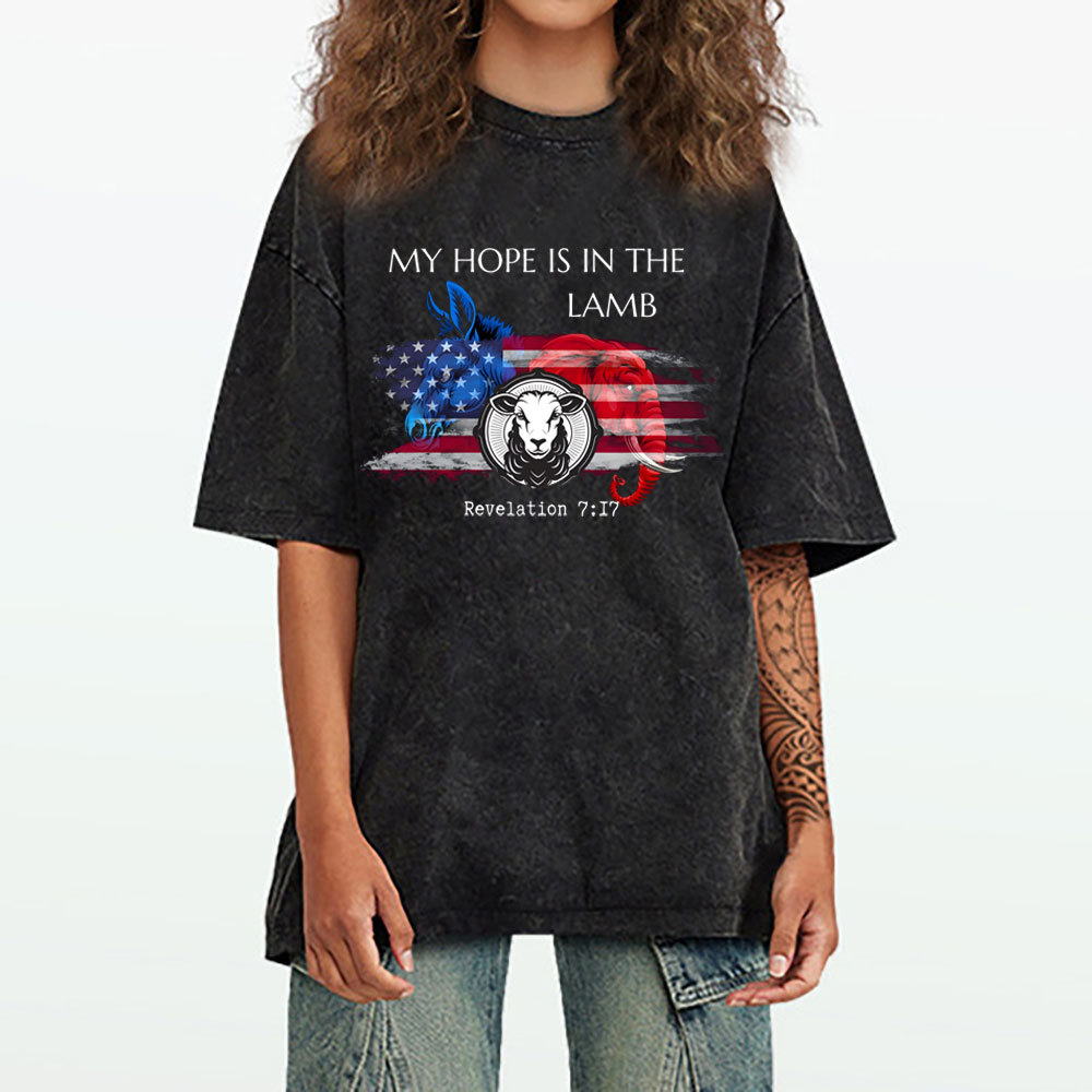 My Hope Is In The Lamb  Christian Washed T-Shirt